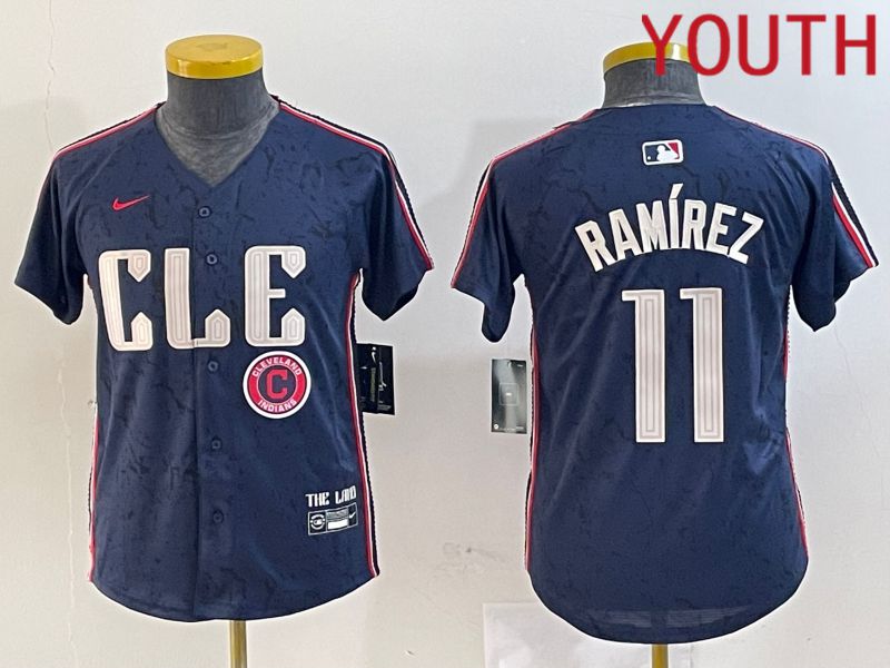 Youth Cleveland Indians #11 Ramirez Blue City Edition Nike 2024 MLB Jersey style 6->youth mlb jersey->Youth Jersey